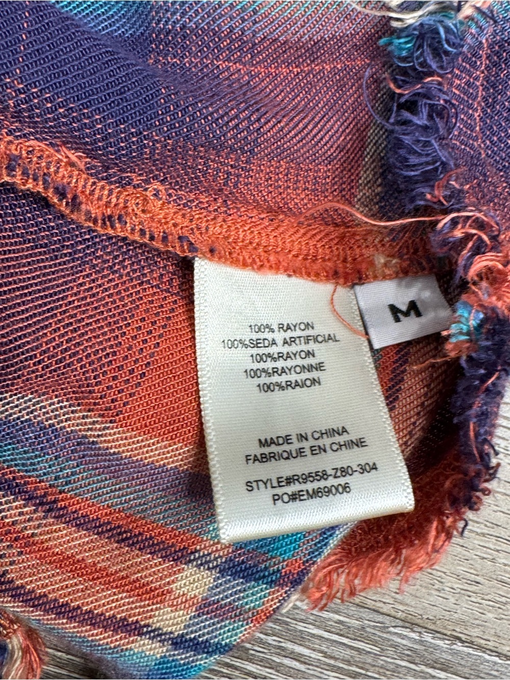 Anthropology cloth & stone Orange and Navy Plaid Short-Sleeve Top 1137 - Picture 5 of 5
